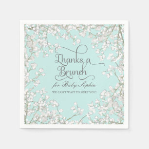 Baby Shower Decor Babys Breath Wreath Floral Napkin