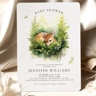 Baby Shower Deer Whimsical Watercolor Invitation