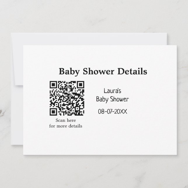 BABY SHOWER DETAILS QR SCAN CODE MINIMAL MODERN RU INVITATION (Front)