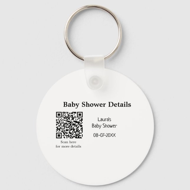 BABY SHOWER DETAILS QR SCAN CODE MINIMAL MODERN RU KEY RING (Front)