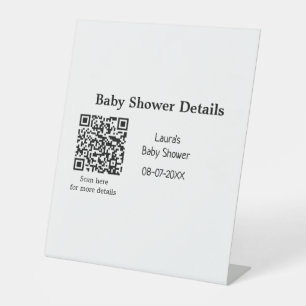 BABY SHOWER DETAILS QR SCAN CODE MINIMAL MODERN RU PEDESTAL SIGN