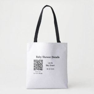 BABY SHOWER DETAILS QR SCAN CODE MINIMAL MODERN RU TOTE BAG