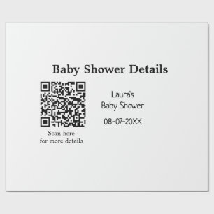 BABY SHOWER DETAILS QR SCAN CODE MINIMAL MODERN RU WRAPPING PAPER