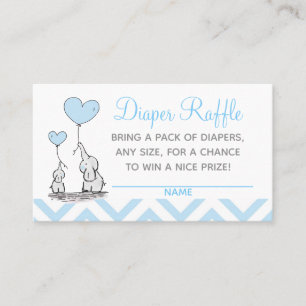 Baby Shower Diaper Raffle Baby Blue Elephants Calling Card