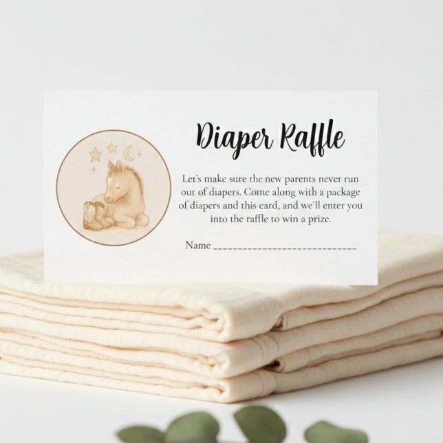 Baby Shower Diaper Raffle Card – Cute Foal (Cute foal baby shower diaper raffle card)