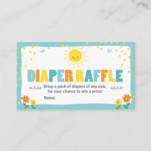 Baby Shower Diaper Raffle Card Sunshine Boy Blue