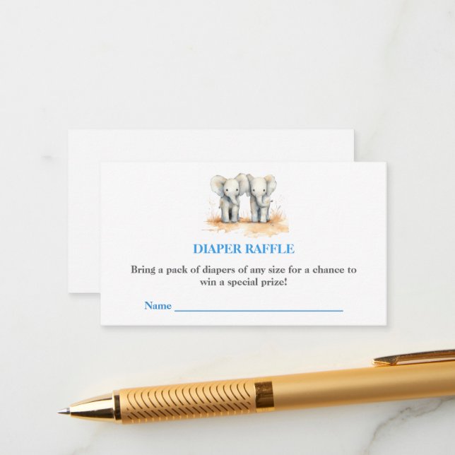 Baby Shower Diaper Raffle Card – Twins Baby Shower (Front/Back In Situ)
