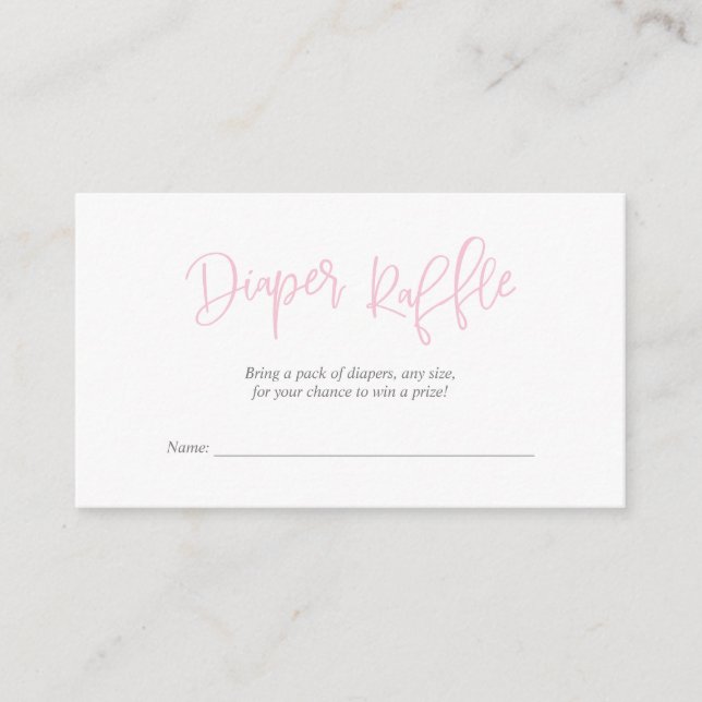 Baby Shower Diaper Raffle, Creative Pink Script Enclosure Card (Front)
