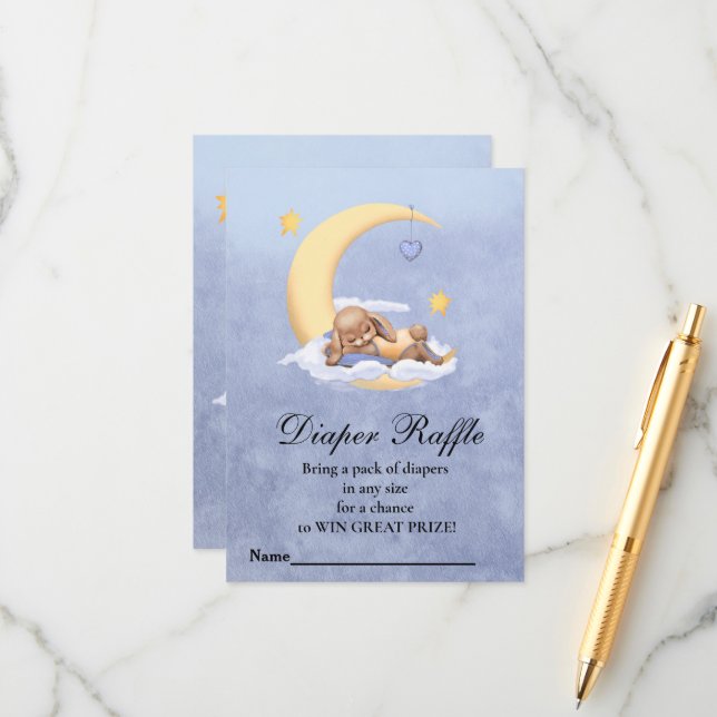 Baby shower Diaper Raffle  Enclosure Card (Front/Back In Situ)