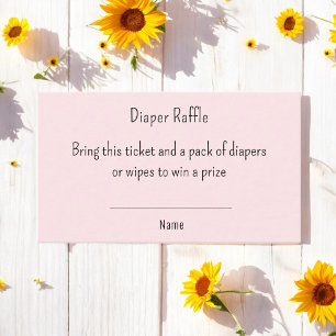 Baby Shower Diaper Raffle Girl Blush Pink Ticket Enclosure Card