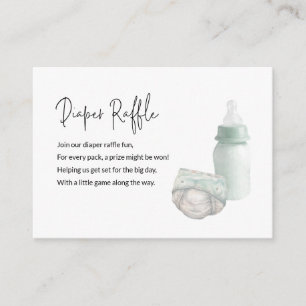 Baby Shower Diaper Raffle Green Enclosure Card
