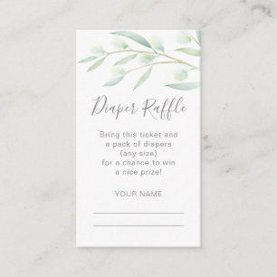 Baby Shower Diaper Raffle Greenery Watercolor Enclosure Card