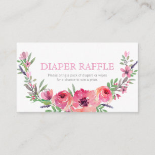 Baby shower - Diaper raffle insert - Pink flowers