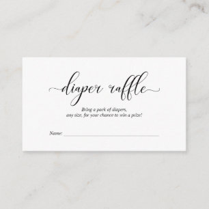 Baby Shower Diaper Raffle, Modern Black Script Enclosure Card
