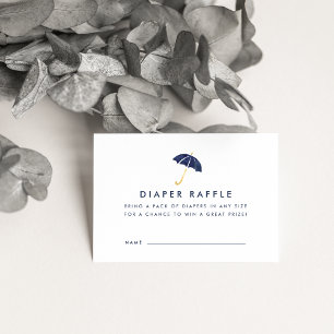 Baby Shower Diaper Raffle Ticket Cards   Navy
