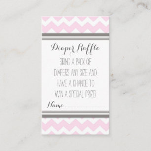 Baby Shower Diaper Raffle Ticket Chevron Pink Grey Enclosure Card