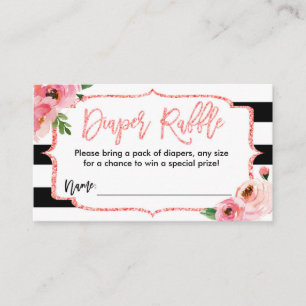 Baby Shower Diaper Raffle Ticket Pink Girl Enclosure Card