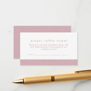 Baby shower diaper raffle ticket pink linen enclosure card