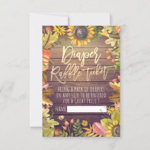 Baby Shower Diaper Raffle Ticket Pumpkin Sunflower Invitation