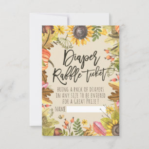 Baby Shower Diaper Raffle Ticket Pumpkin Sunflower Invitation