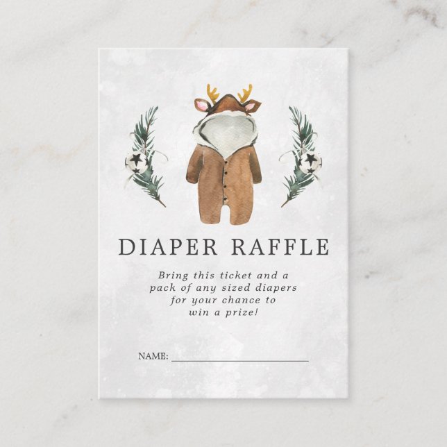 Baby Shower Diaper Raffle Ticket | Reindeer Enclosure Card (Front)