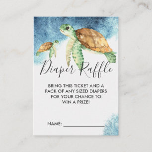 Baby Shower Diaper Raffle Ticket   Sea Turtle Enclosure Card