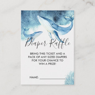Baby Shower Diaper Raffle Ticket   Whales Enclosure Card