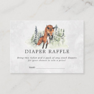 Baby Shower Diaper Raffle Ticket Woodland Fox Enclosure Card