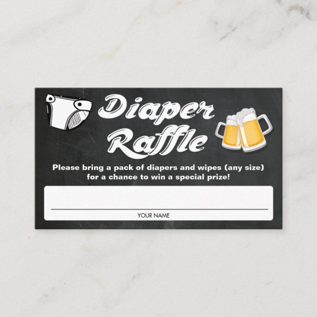 Baby Shower Diaper Raffle Tickets Enclosure Card (Front)