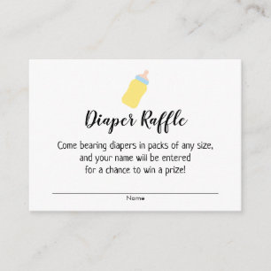 Baby Shower Diaper Raffle Tickets w/ Baby Bottle Enclosure Card