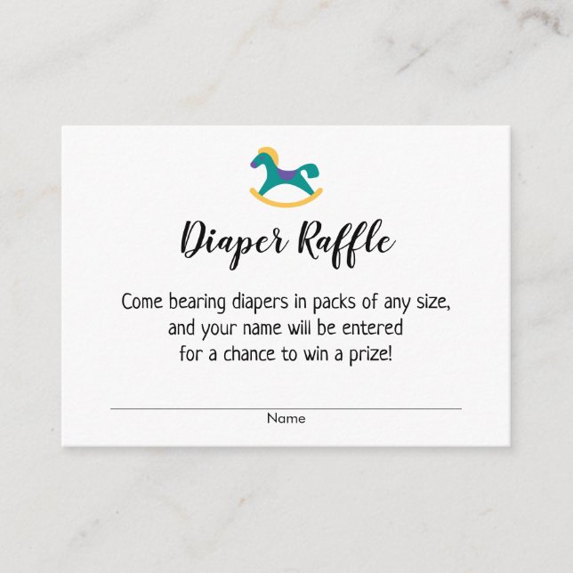 Baby Shower Diaper Raffle Tickets w/ Rocking Horse Enclosure Card (Front)