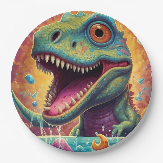  Baby shower Dino-Mite Paper Plate (Front)