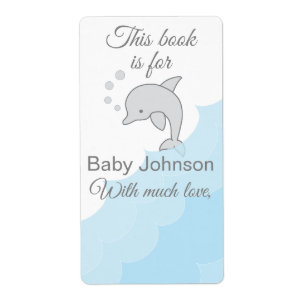 Baby Shower "Dolphin Blue" Bookplate Sheet of 8