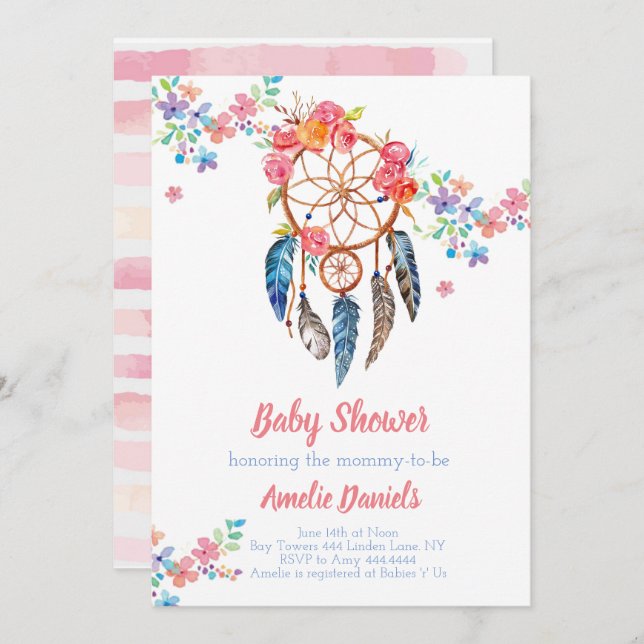 Baby Shower Dream Catcher Invitation (Front/Back)