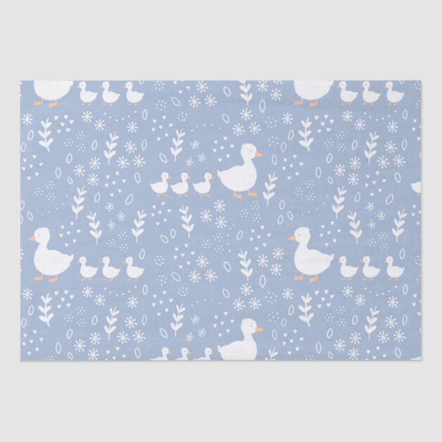 Baby Shower Duckling Wrapping Paper in Blue (Front)