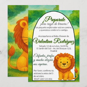 Baby Shower Editable Safari Style with Kawaii Lion Invitation