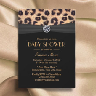 Baby Shower Elegant Leopard Print Pattern Invitation