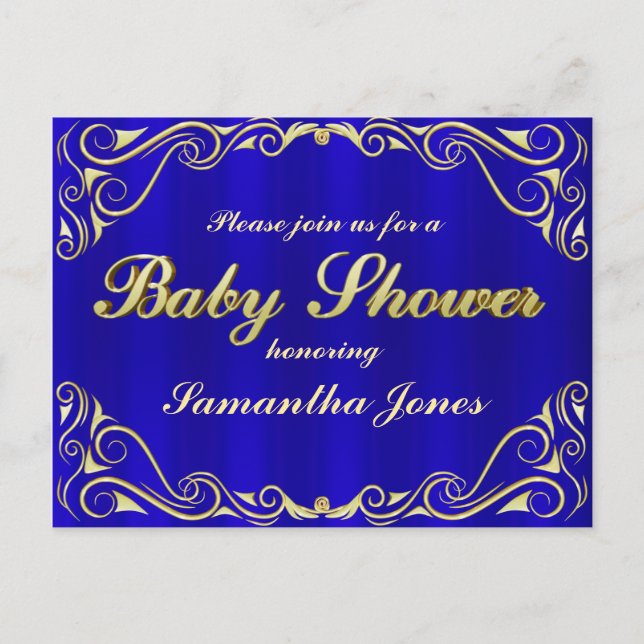 Baby Shower Elegant Regal Golden Typography Announcement Postcard (Front)