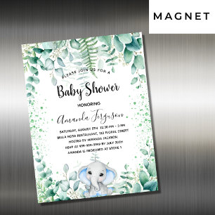 Baby Shower elephant eucalyptus magnet invitation