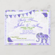 Baby Shower Elephant Flowers Purple