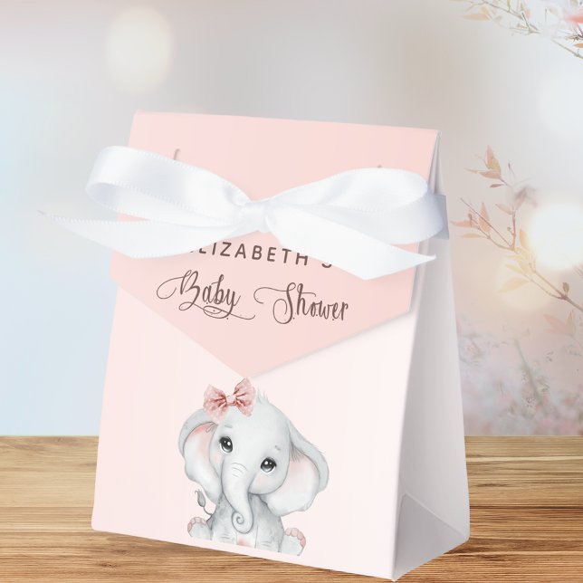 Baby Shower elephant girl blush rose gold Favour Box (Creator Uploaded)