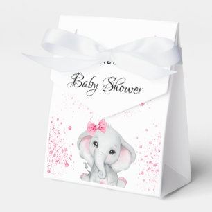 Baby Shower elephant girl pink glitter white Favour Box