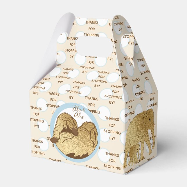 Baby Shower Elephant Mum and Baby Favour Box (Front Side)