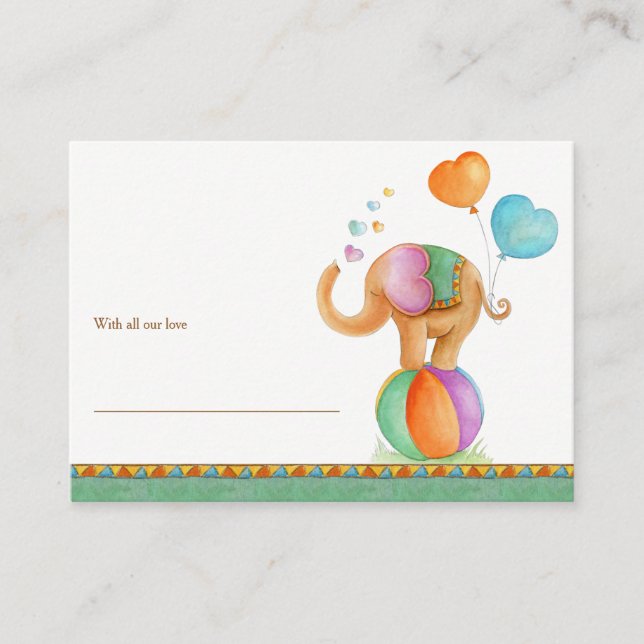 Baby shower elephant & rhino display shower cards (Front)