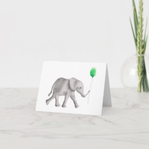 Baby Shower Elephant Thank You Cards, Green Card