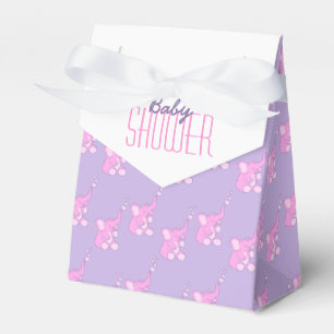 Baby shower elephants pink purple gift favour box