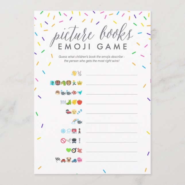 Baby Shower Emoji Game Card - Picture Books (Front)