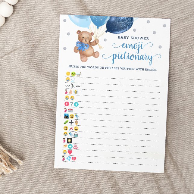 Baby Shower Emoji Pictionary Game Teddy Bear Card (Creator Uploaded)