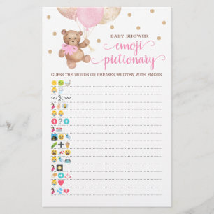 Baby Shower Emoji Pictionary Game Teddy Bear Theme