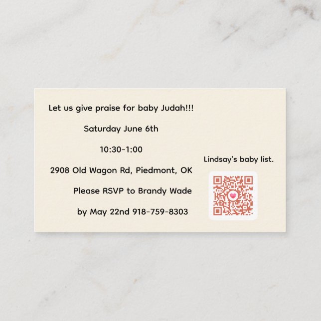 baby shower enclosure card (Back)